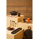 Twelve Piece Brown Stoneware Dinner Set With White Rim