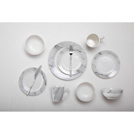Avie 16Pc White And Grey Marble Dinner Set