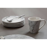 Avie 16Pc White And Grey Marble Dinner Set