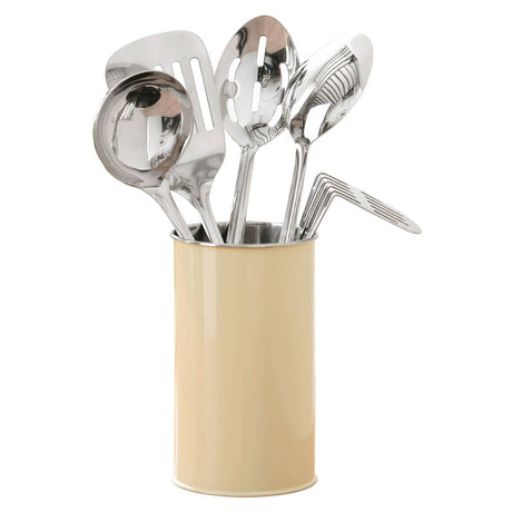 Bosna 5pc Cream Enamel Canister Kitchen Utensils Set