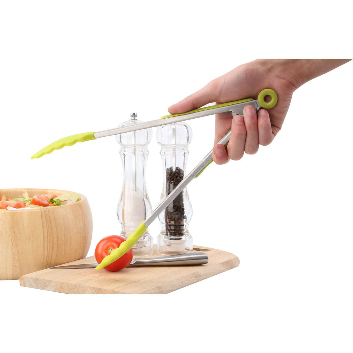 Zing Lime Green Silicone And Stainless Steel Tongs