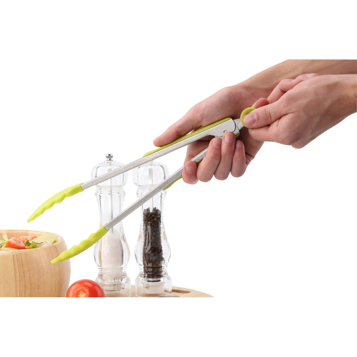 Zing Lime Green Silicone And Stainless Steel Tongs