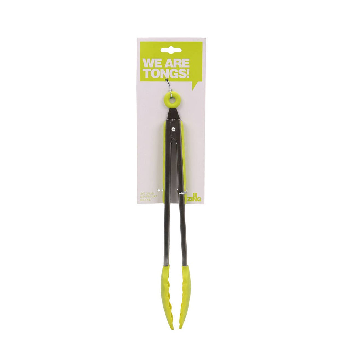 Zing Lime Green Silicone And Stainless Steel Tongs