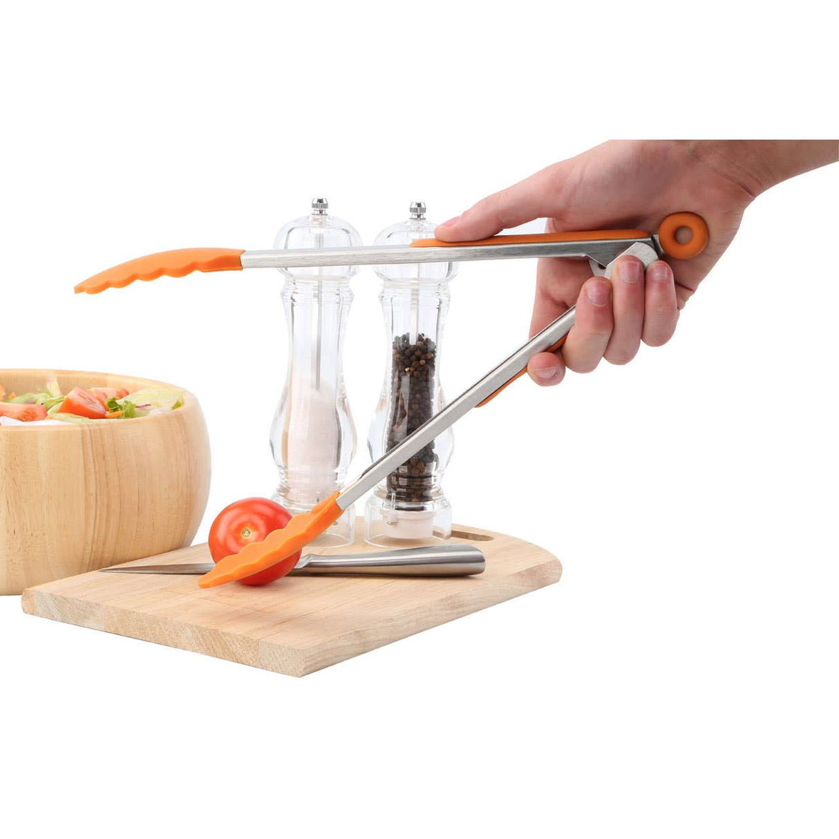 Zing Orange Silicone And Stainless Steel Tongs