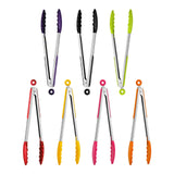 Zing Hot Pink Silicone And Stainless Steel Tongs
