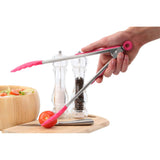 Zing Hot Pink Silicone And Stainless Steel Tongs