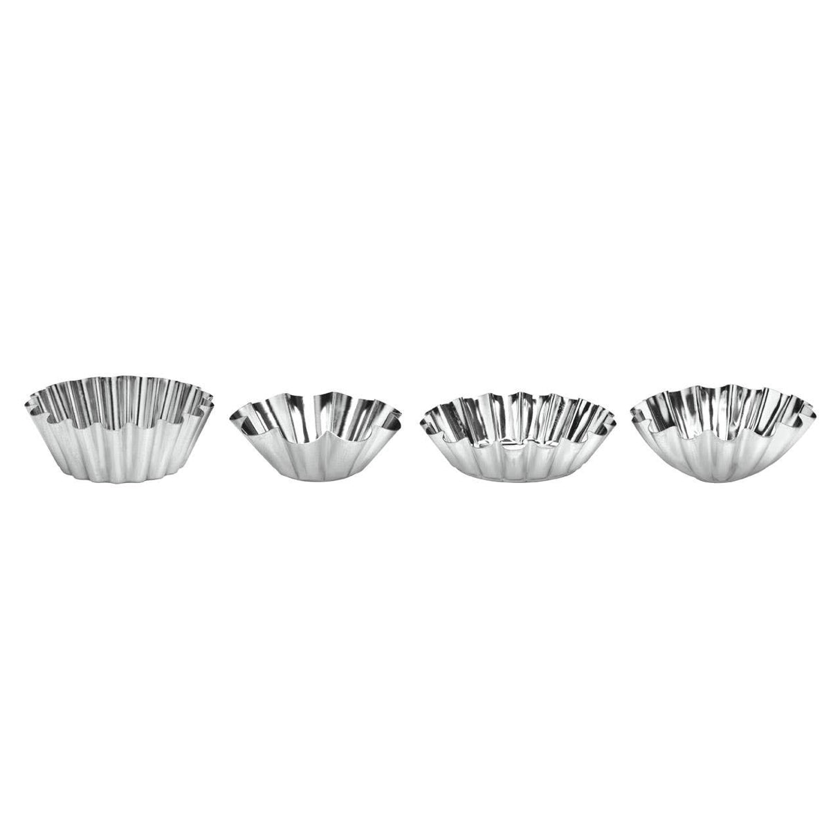 Set Of Eight Round Fluted Cake Moulds