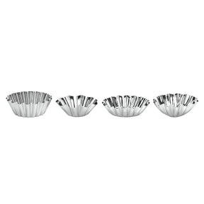 Set Of Eight Round Fluted Cake Moulds