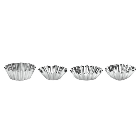 Set Of Eight Round Fluted Cake Moulds