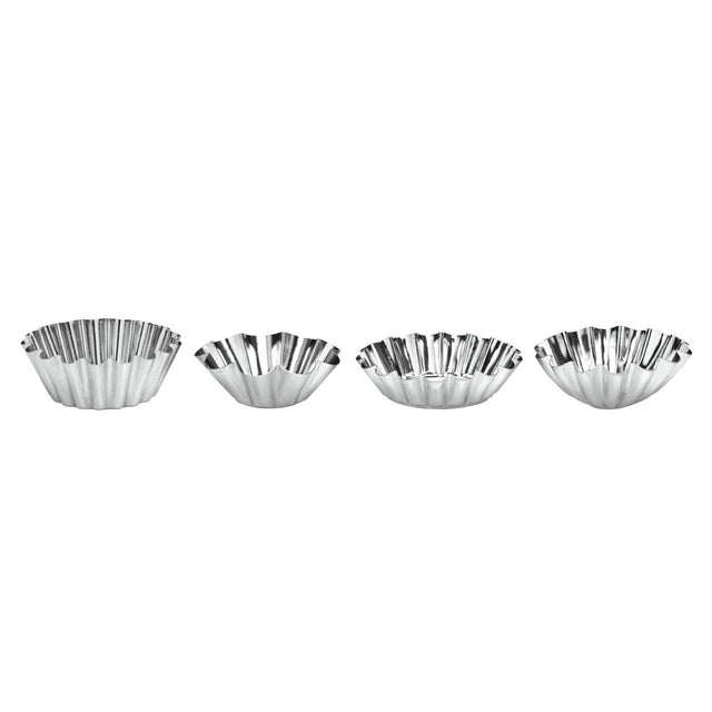 Set Of Eight Round Fluted Cake Moulds