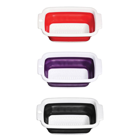 Zing Red and White Collapsible Colander