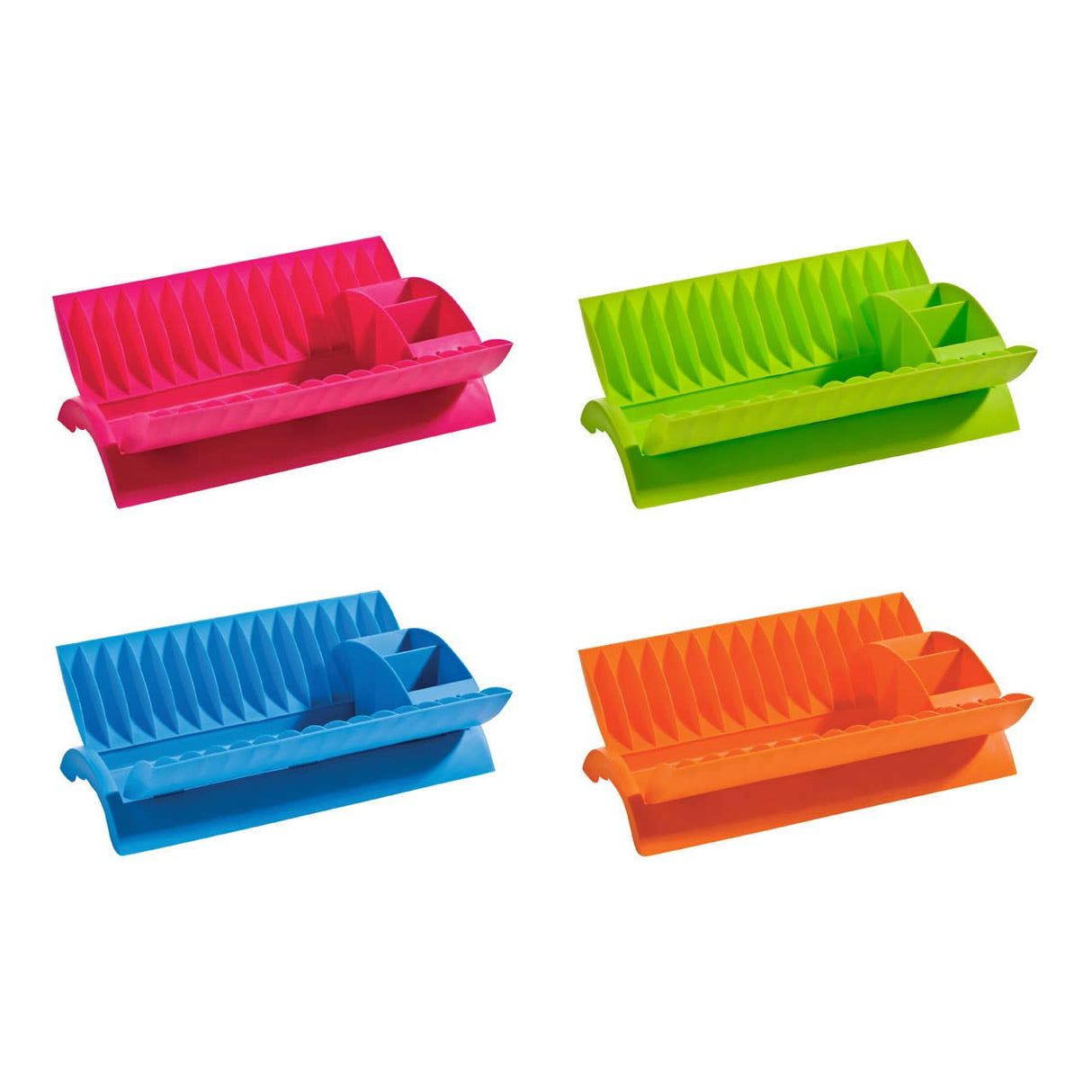 Hot Pink Dish Drainer with Cutlery Caddy