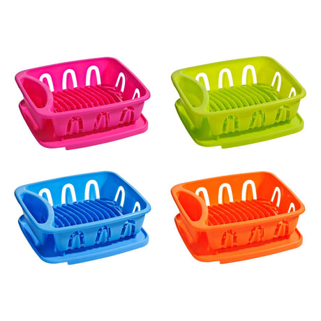 Blue Plastic Dish Drainer with Removable Tray