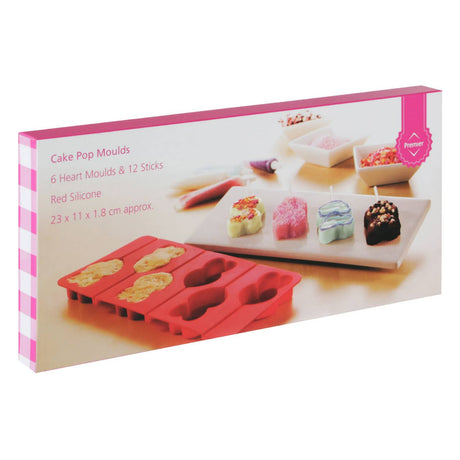6 Heart Moulds And 12 Sticks Cake Pop Mould