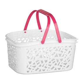 White And Hot Pink Plastic Storage Basket