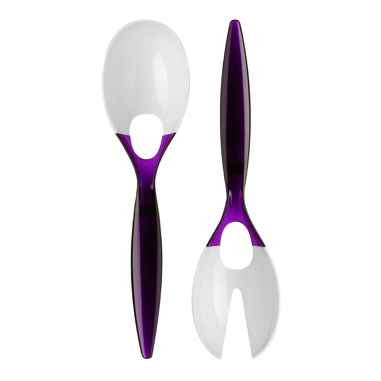 Purple And White Plastic Salad Spoon And Fork