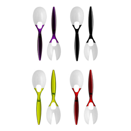 Purple And White Plastic Salad Spoon And Fork