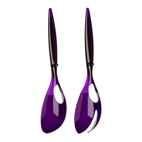 Purple And White Plastic Salad Spoon And Fork