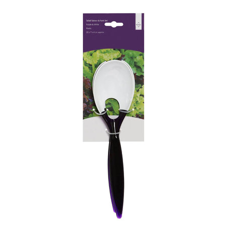 Purple And White Plastic Salad Spoon And Fork