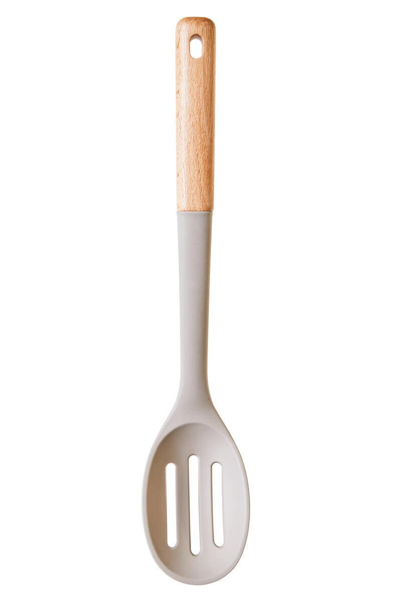 Nova Stone Grey Silicone Head Slotted Spoon