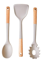 Nova 3 Piece Kitchen Tool Set with Stone Grey Silicone Heads