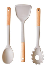 Nova 3 Piece Kitchen Tool Set with Stone Grey Silicone Heads