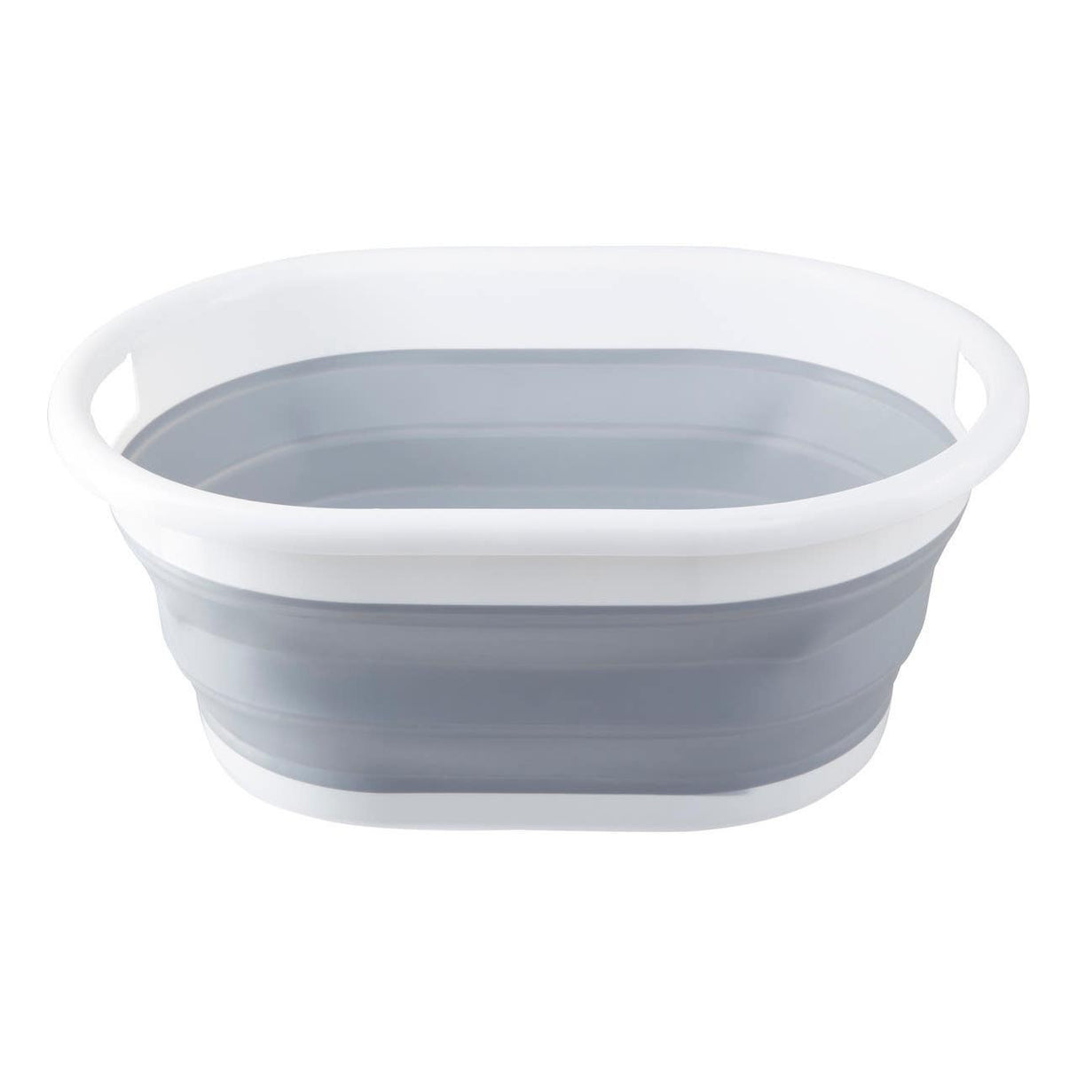 Averill Grey and White Oval Collapsible Laundry Basket