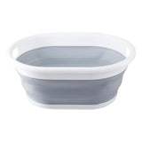 Averill Grey and White Oval Collapsible Laundry Basket