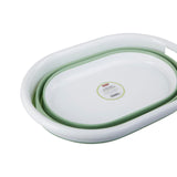 Collapsible Green White Laundry Basket