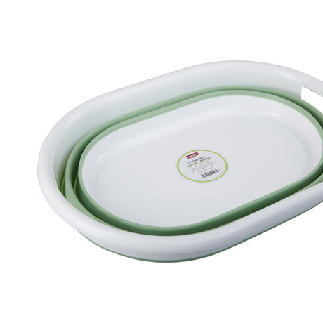 Collapsible Green White Laundry Basket