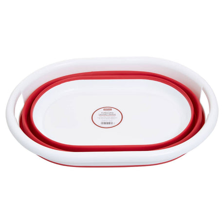 Collapsible Red White Laundry Basket