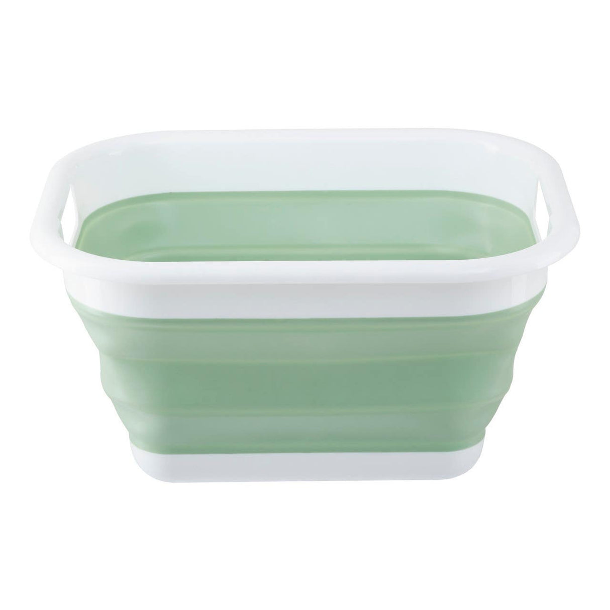 Collapsible Green White Laundry Basket