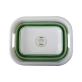 Collapsible Green White Laundry Basket
