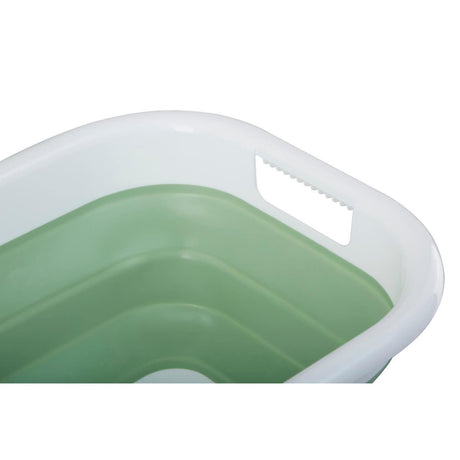 Collapsible Green White Laundry Basket