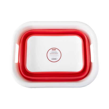 Collapsible Red White Laundry Basket