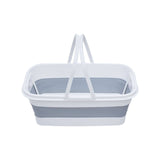Averill White and Grey Collapsible Basket With Handles