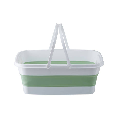 Collapsible Green White Rectangular Basket