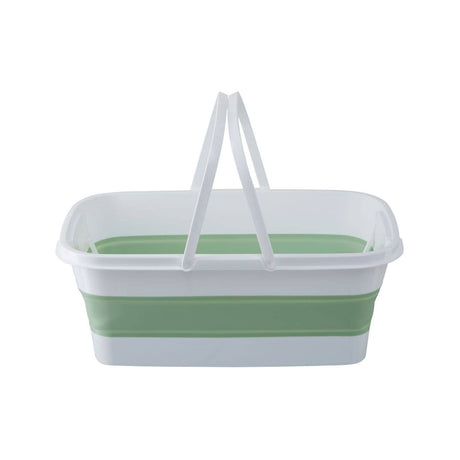 Collapsible Green White Rectangular Basket
