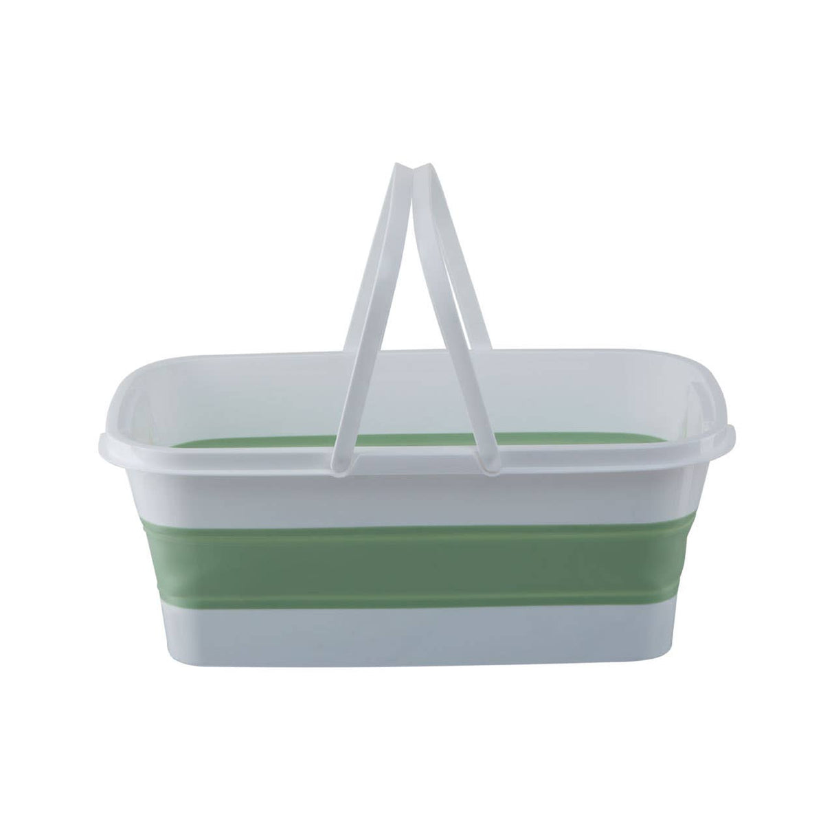 Collapsible Green White Rectangular Basket