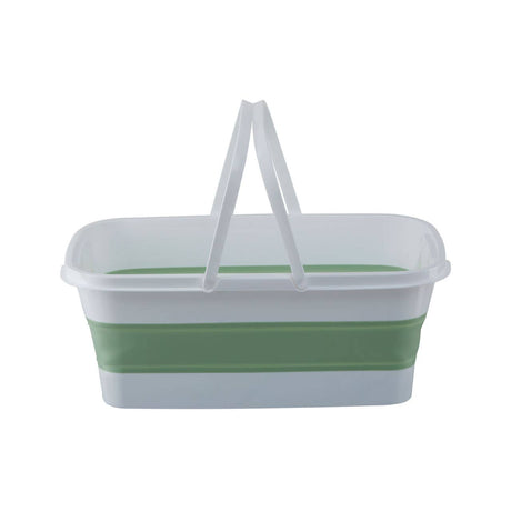Collapsible Green White Rectangular Basket