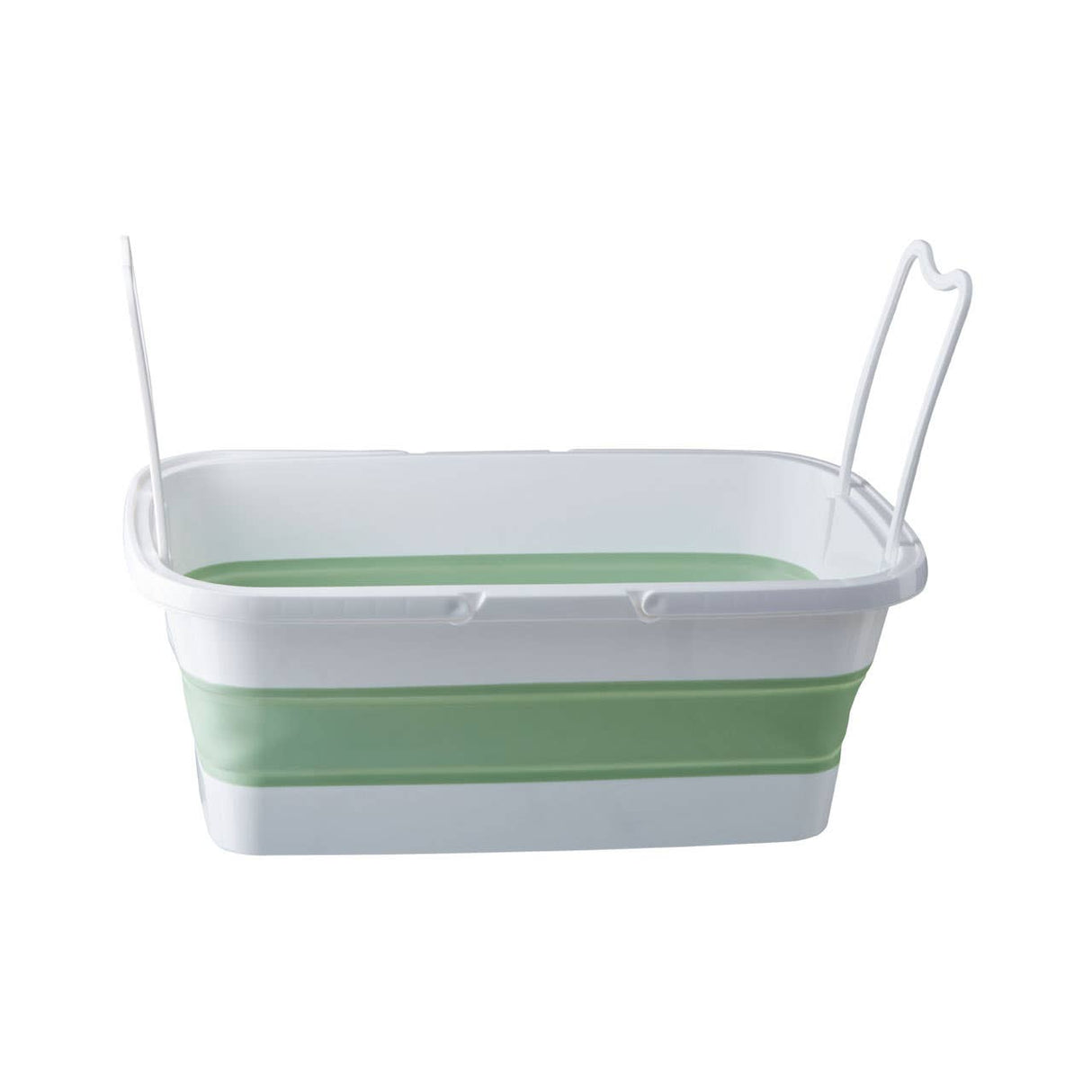 Collapsible Green White Rectangular Basket