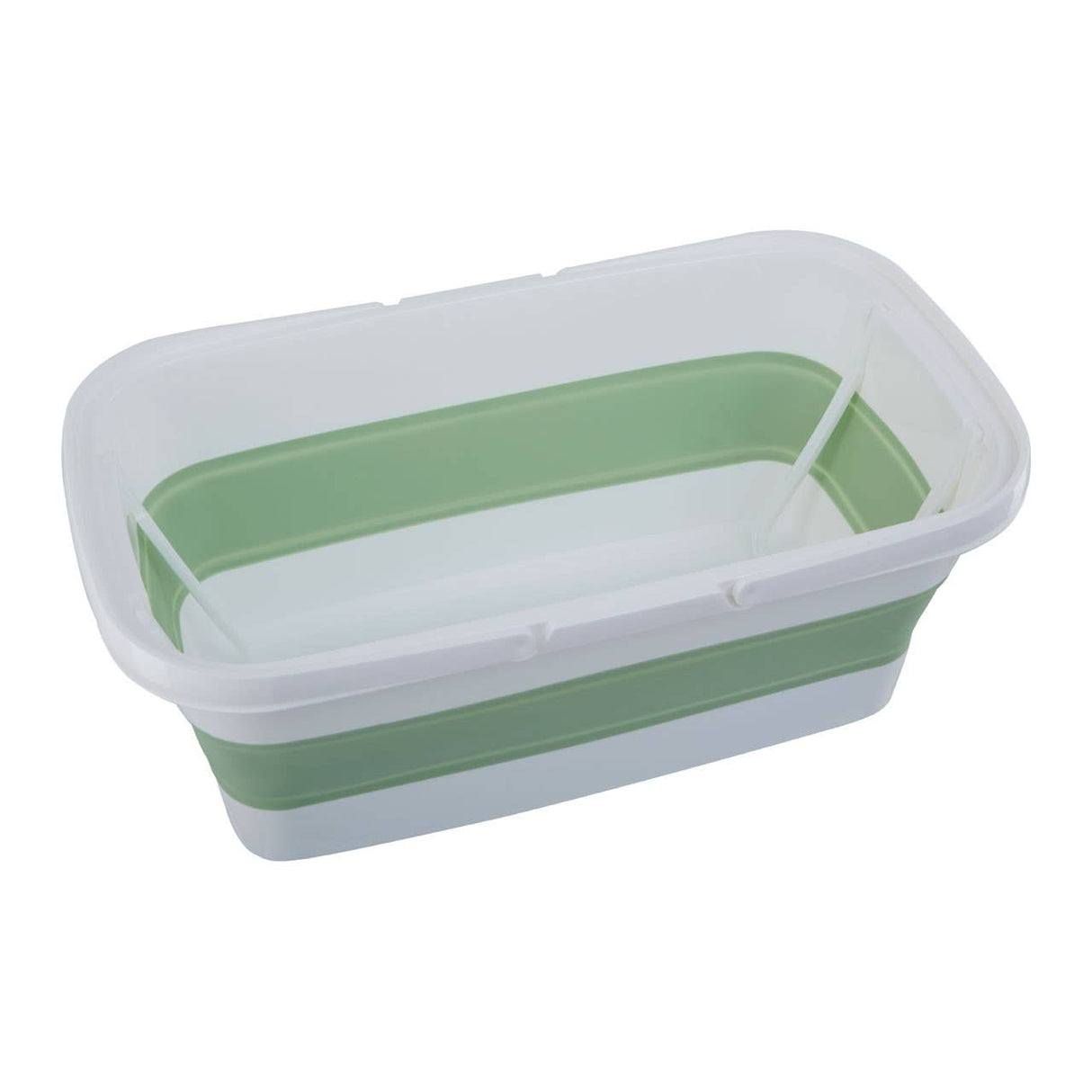 Collapsible Green White Rectangular Basket