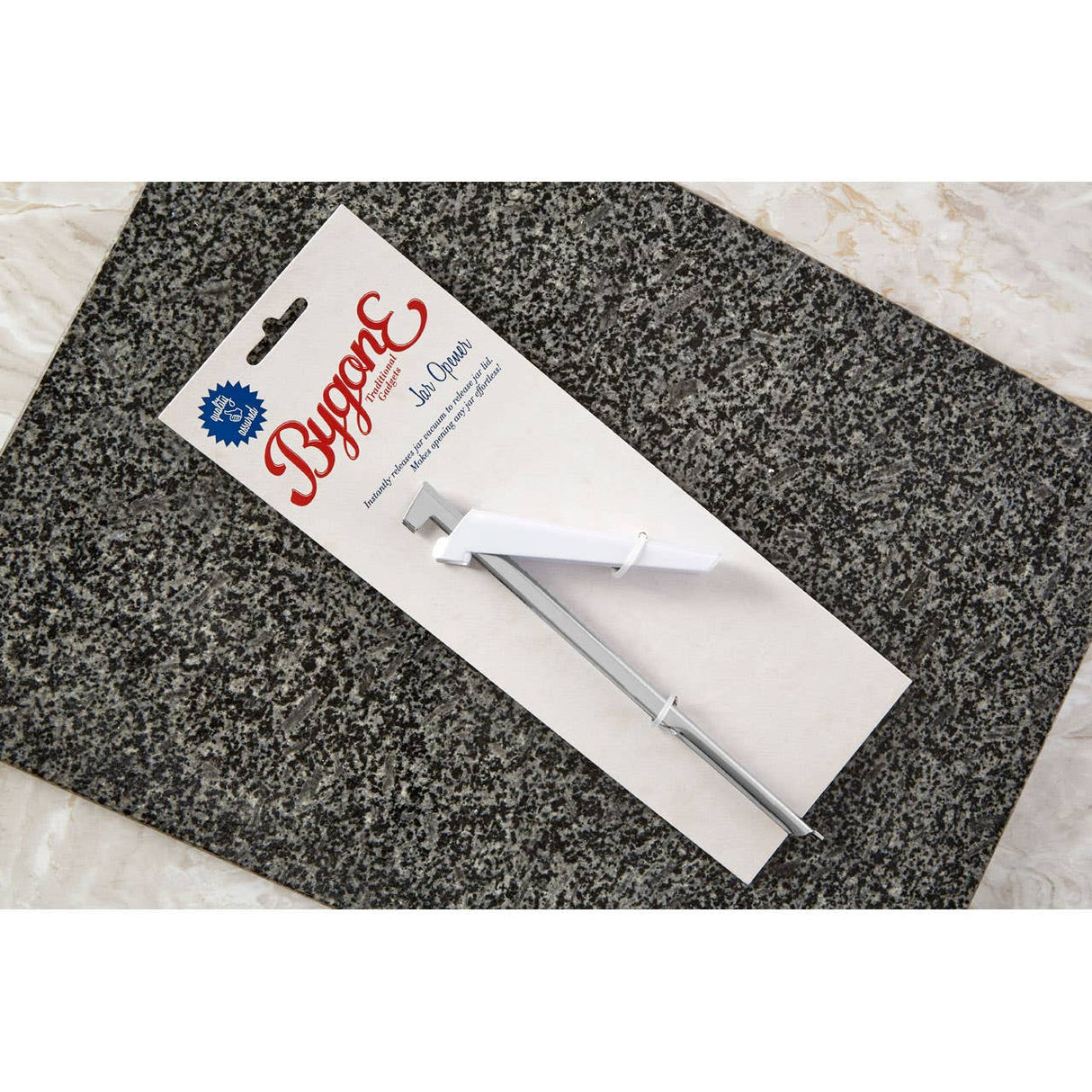 Bygone Chrome Jar Opener with White Handle