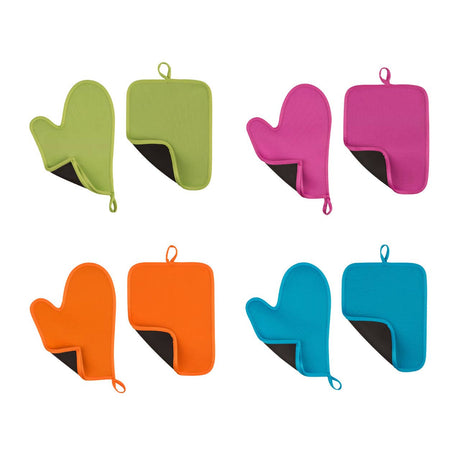 Orange Neoprene Oven Glove And Pot Set