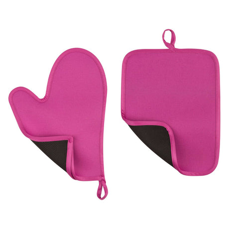 Hot Pink Oven Glove And Pot Holder Set