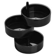 3pc Black Plastic Rotary Storage Tray Set