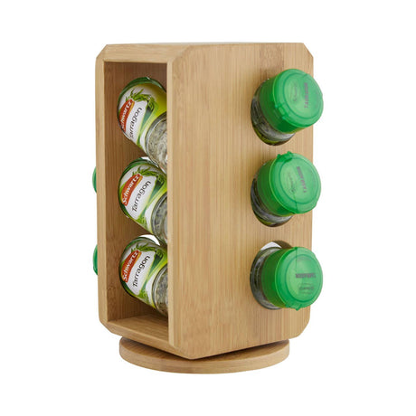 Vittoria 6 Bottles Bamboo Wood Revolving Spice Rack