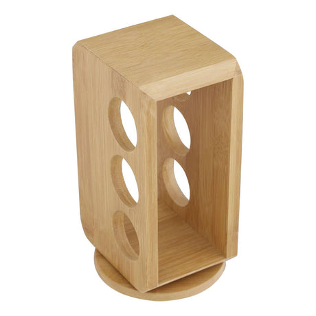 Vittoria 6 Bottles Bamboo Wood Revolving Spice Rack