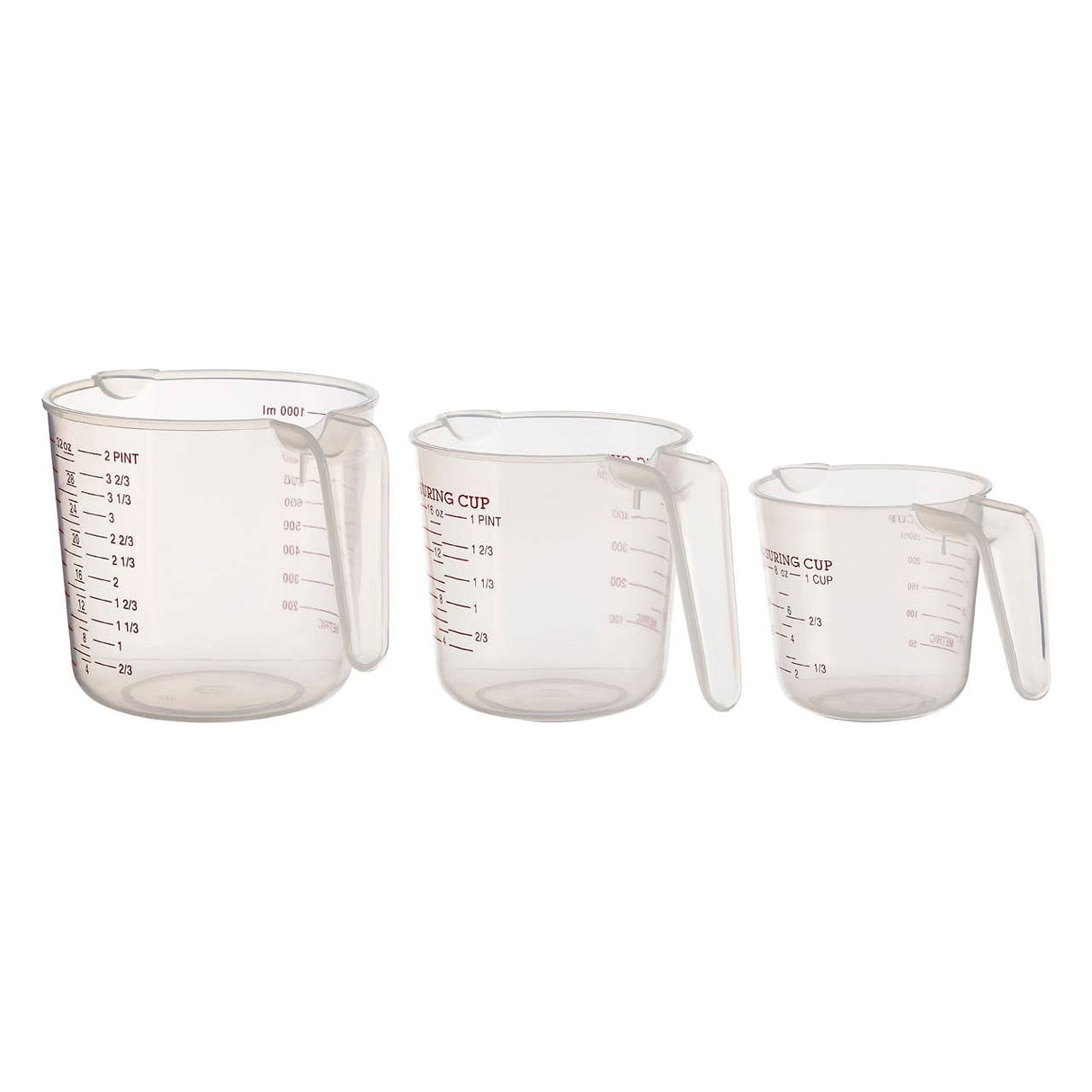 Guluna Set of Three Clear Plastic Measuring Jugs