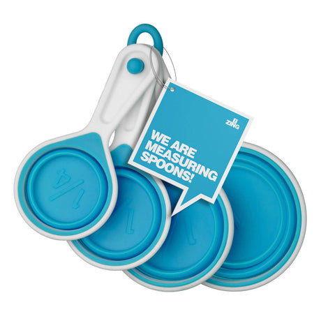 Set of Four Zing Blue Silicone Measuring Cups